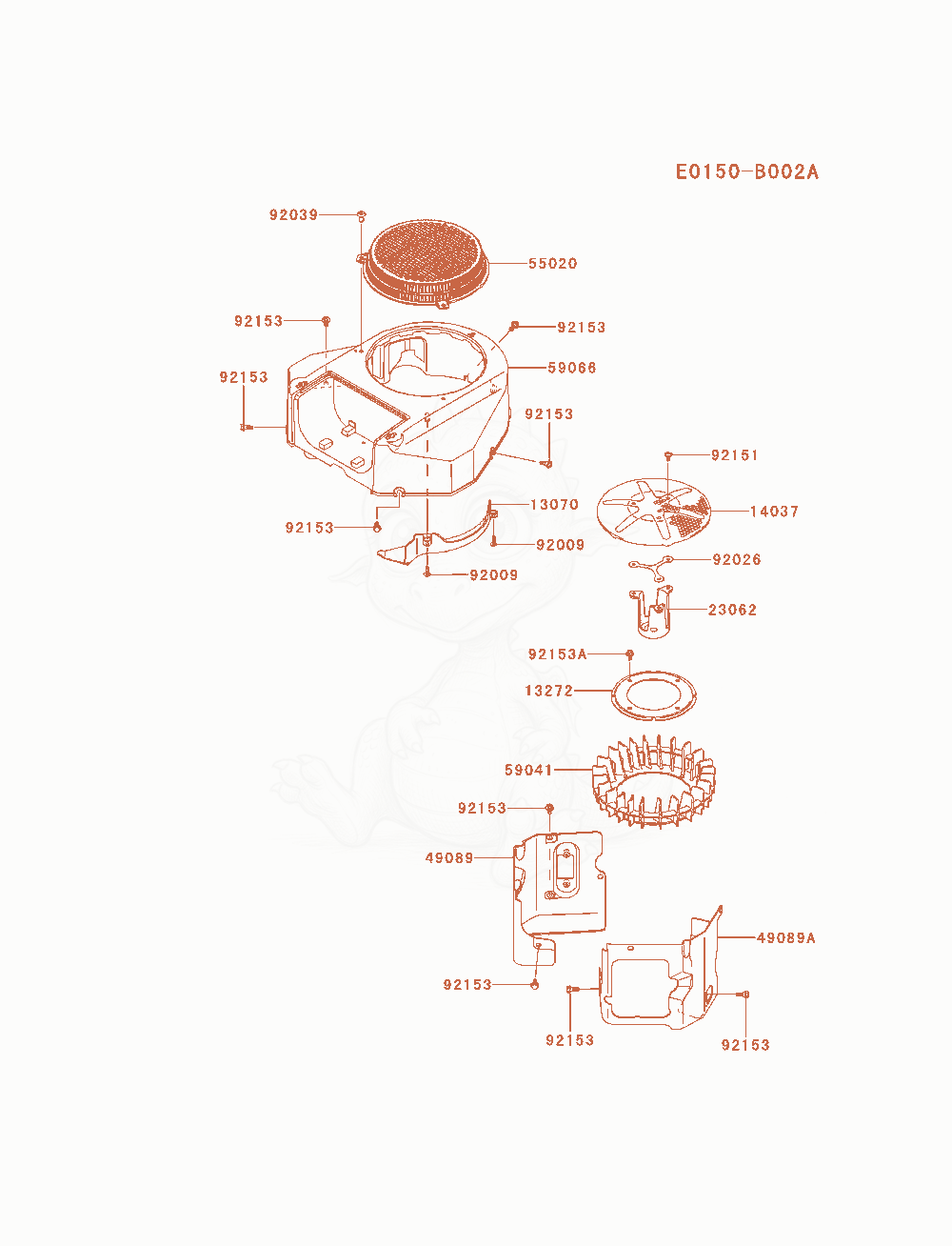 Despiece del Cooling-Equipment(As04) de un motor Kawasaki FS651V-AS04, con globos numerados