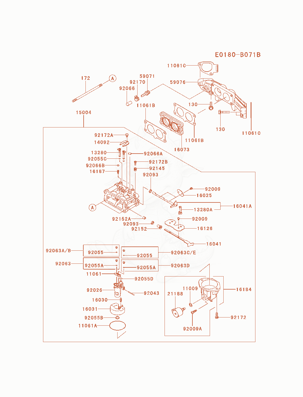 Exploded parts diagram of the Carburetor(2 / 2) of a Kawasaki FX691V-AS23 engine, with numbered balloons