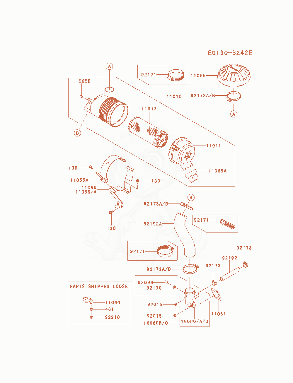 Exploded parts diagram of the Air-Filter / Muffler of a Kawasaki FX600V-BS05 engine, with numbered balloons