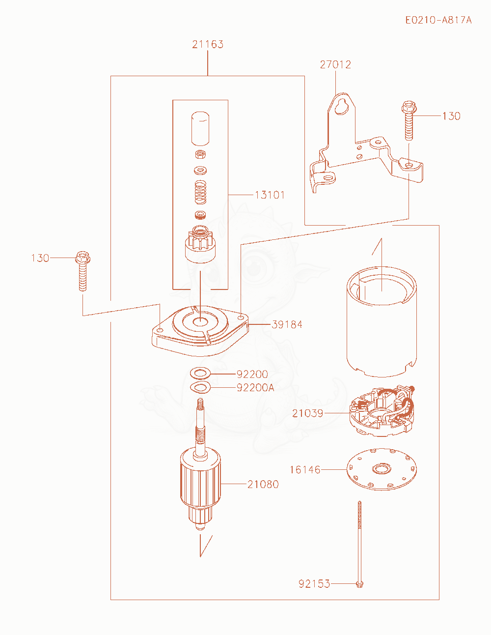 Exploded parts diagram of the Starter of a Kawasaki FT651V-BS04 engine, with numbered balloons