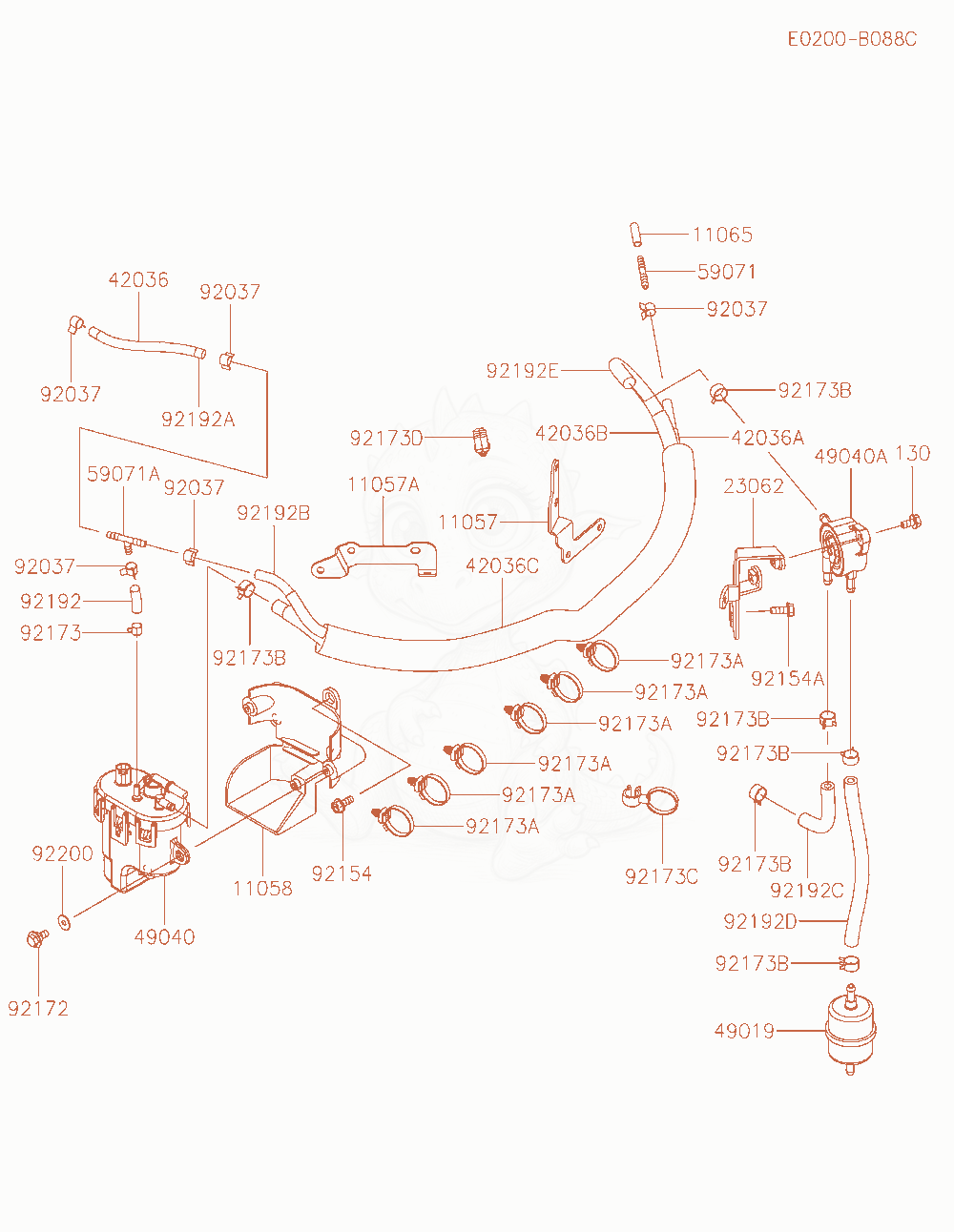Despiece del Fuel-Tank / Fuel-Valve de un motor Kawasaki FXT00V-AR31, con globos numerados