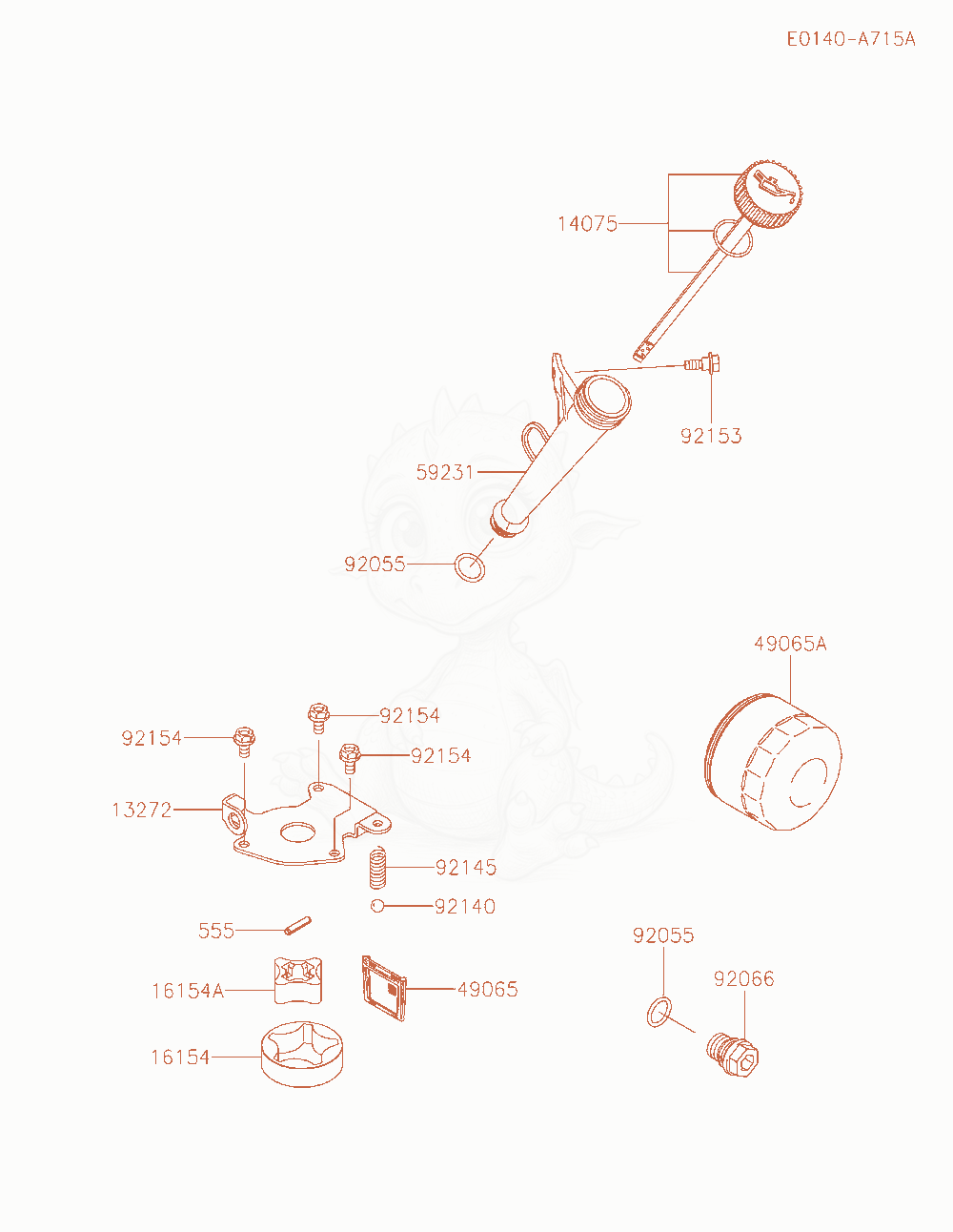 Despiece del Lubrication-Equipment de un motor Kawasaki FX730V-AR16, con globos numerados