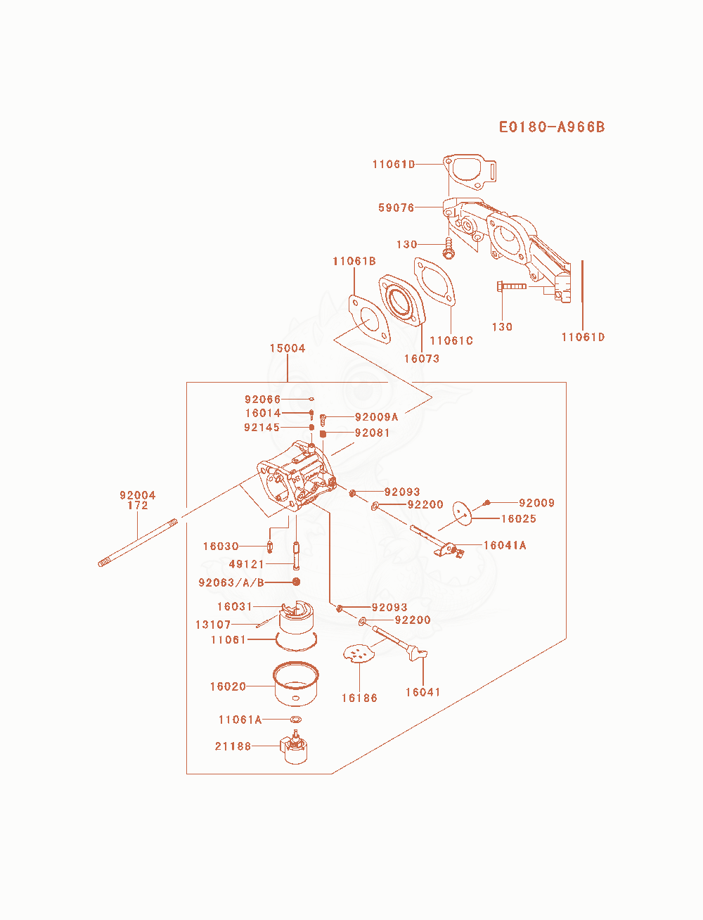 Exploded parts diagram of the Carburetor of a Kawasaki FR730V-AS18 engine, with numbered balloons