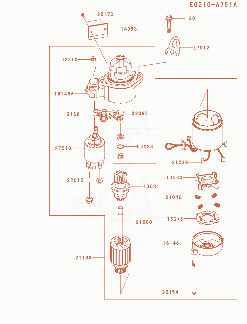 Exploded parts diagram of the Starter of a Kawasaki FX730V-AR00 engine, with numbered balloons