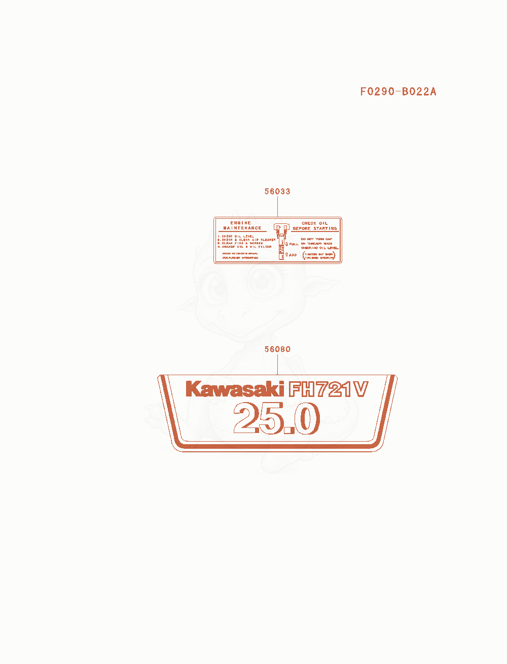 Despiece del Label de un motor Kawasaki FH721V-AS20, con globos numerados