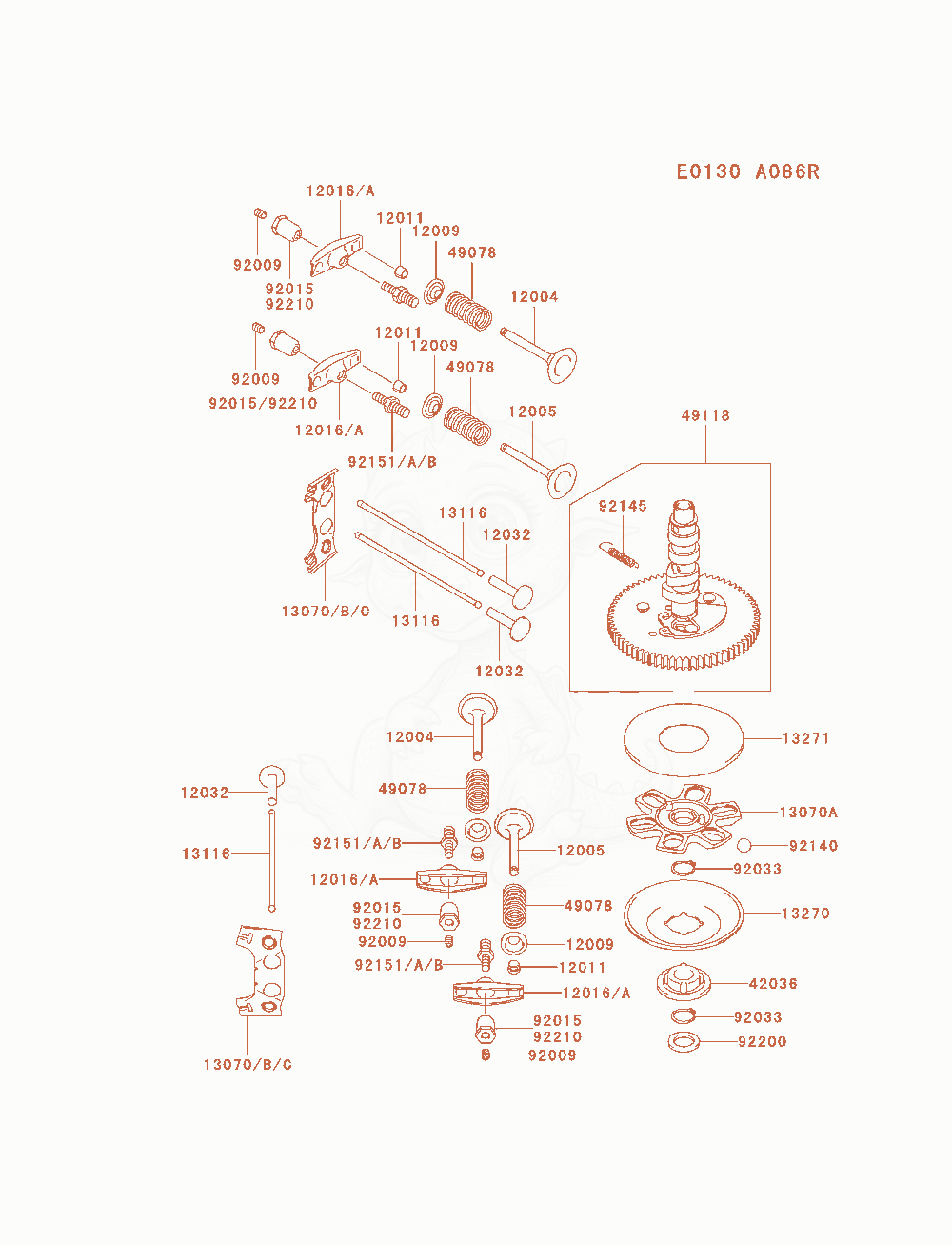 Exploded parts diagram of the Valve / Camshaft of a Kawasaki FH680V-AS12 engine, with numbered balloons