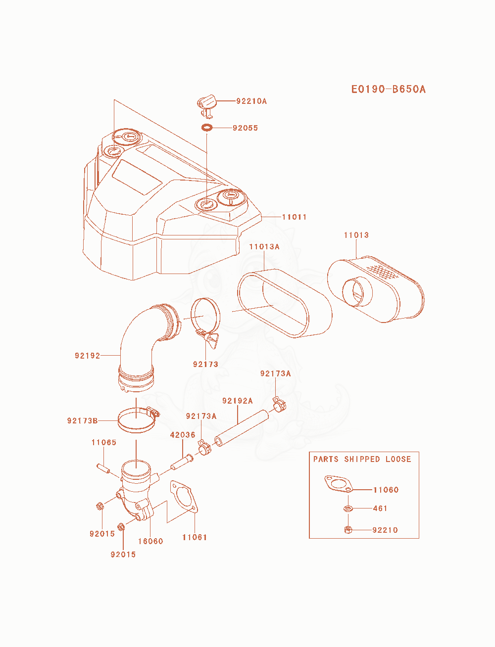 Exploded parts diagram of the Air-Filter / Muffler of a Kawasaki FS730V-AS17 engine, with numbered balloons