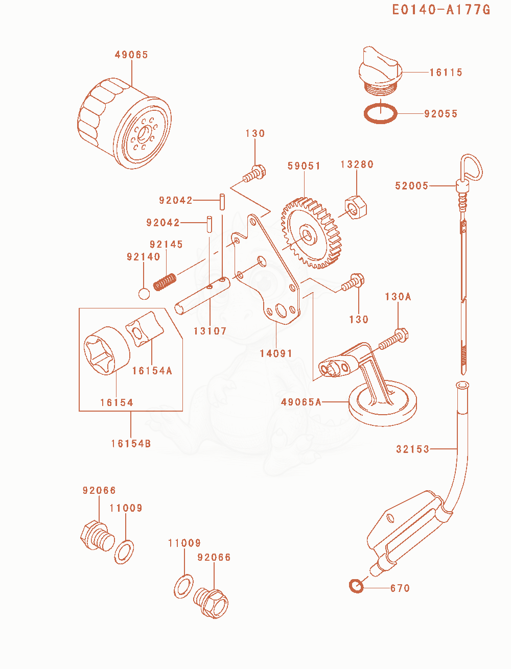 Despiece del Lubrication-Equipment de un motor Kawasaki FD750D-NS00, con globos numerados