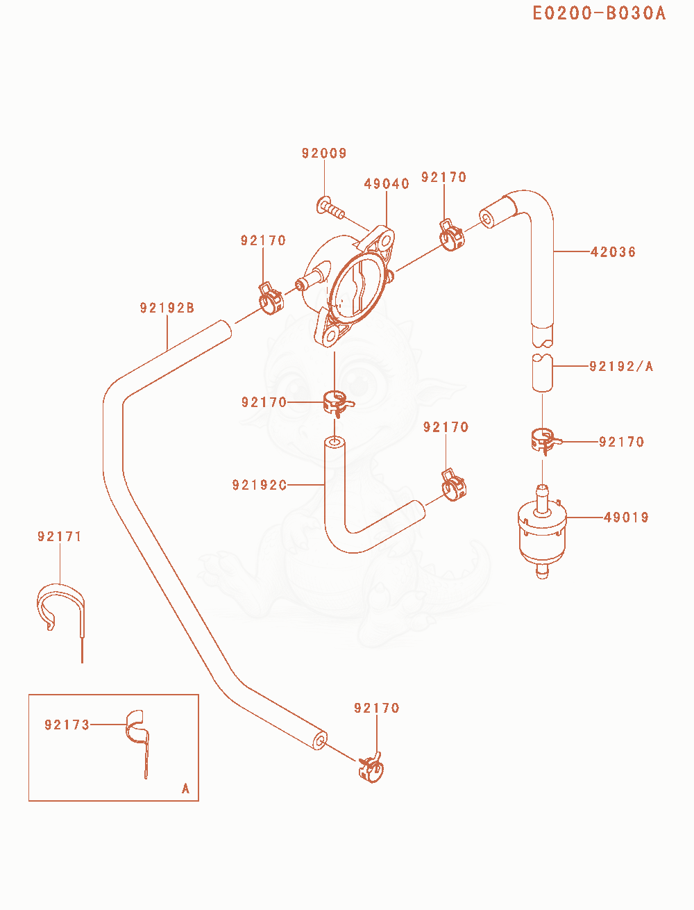 Despiece del Fuel-Tank / Fuel-Valve de un motor Kawasaki FR651V-AS08, con globos numerados