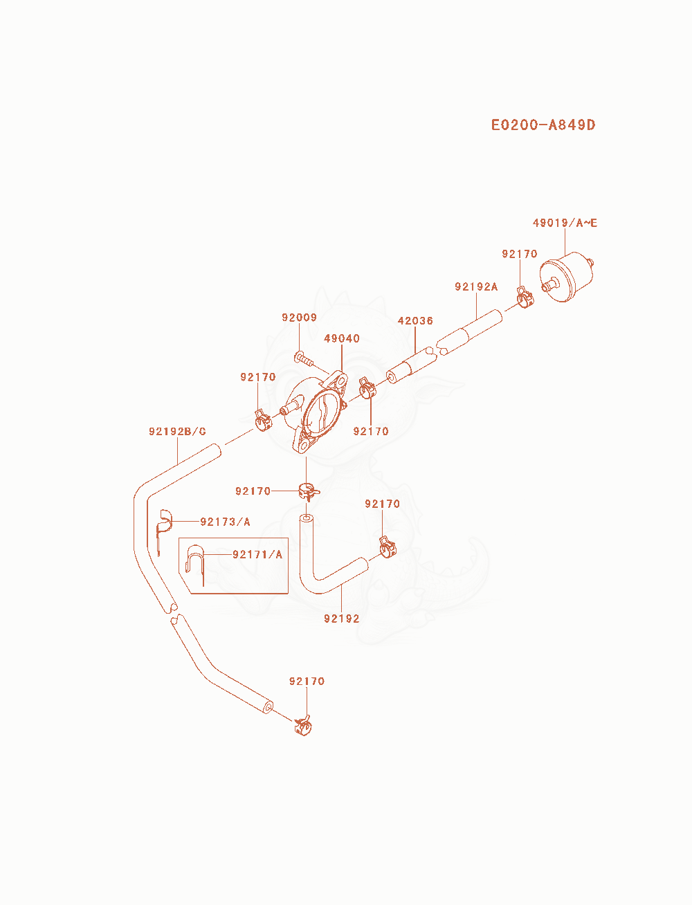 Exploded parts diagram of the Fuel-Tank / Fuel-Valve of a Kawasaki FS481V-AS19 engine, with numbered balloons