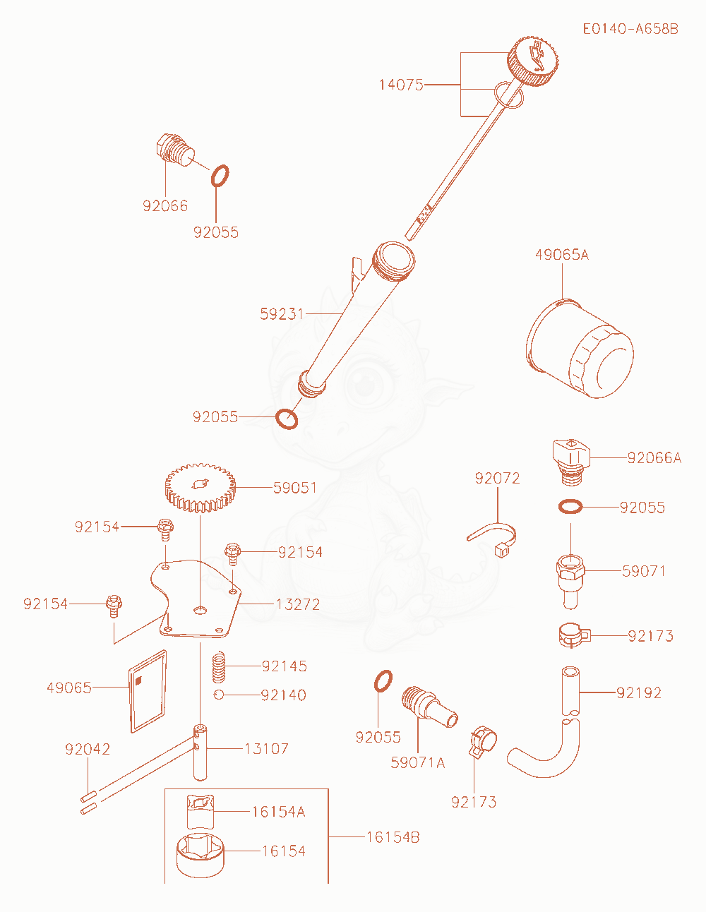 Despiece del Lubrication-Equipment de un motor Kawasaki FX751V-AT50, con globos numerados