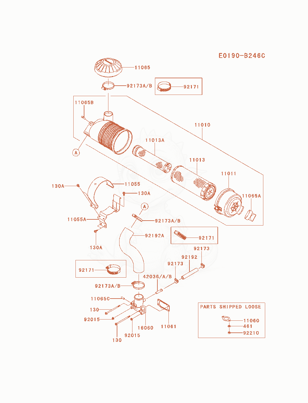 Exploded parts diagram of the Air-Filter / Muffler of a Kawasaki FX730V-AS13 engine, with numbered balloons