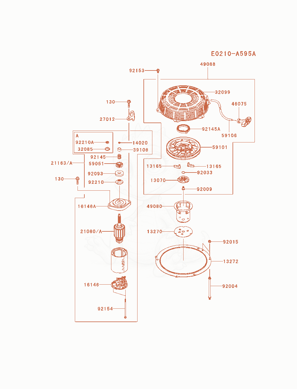Exploded parts diagram of the Starter of a Kawasaki FS541V-AS12 engine, with numbered balloons