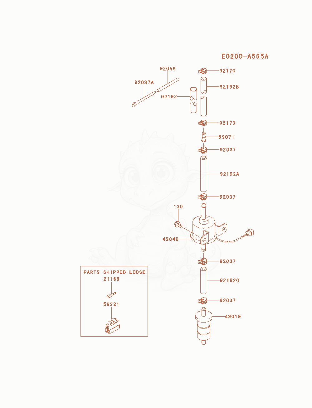 Exploded parts diagram of the Fuel-Tank / Fuel-Valve of a Kawasaki FD750D-CS02 engine, with numbered balloons