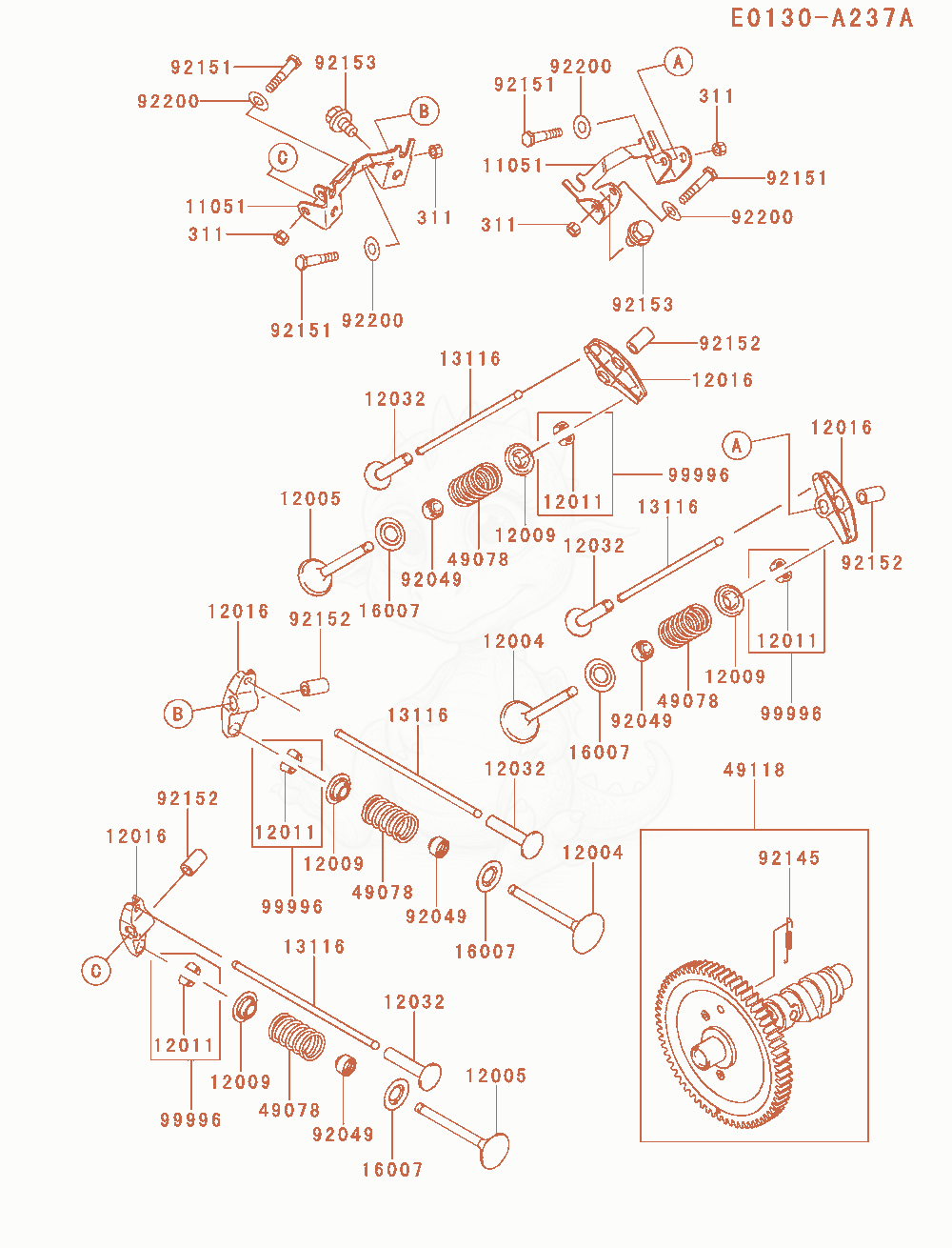 Exploded parts diagram of the Valve / Camshaft of a Kawasaki FD851D-MS04 engine, with numbered balloons