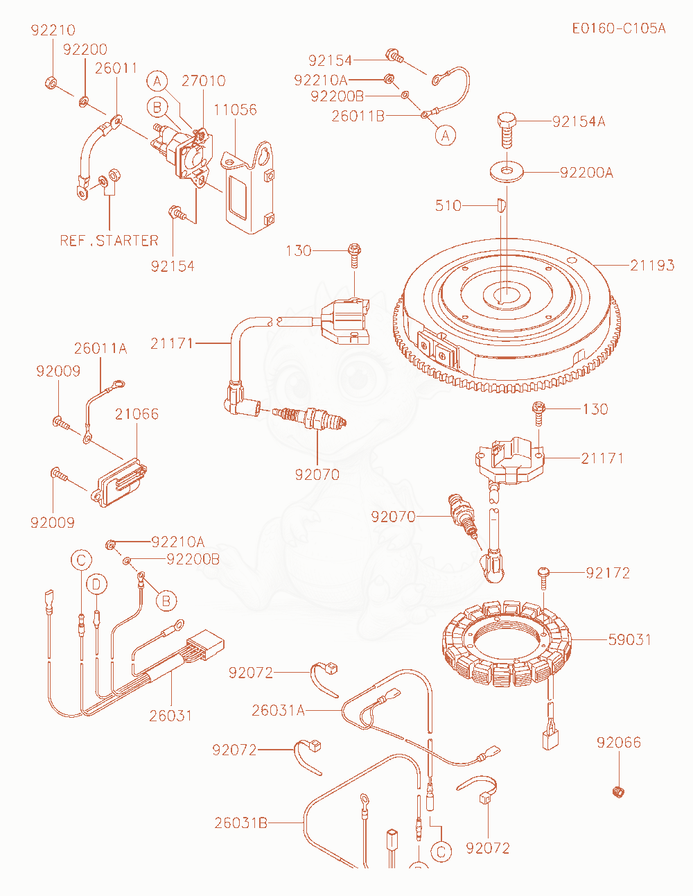 Exploded parts diagram of the Electric-Equipment of a Kawasaki FS600V-BS44 engine, with numbered balloons