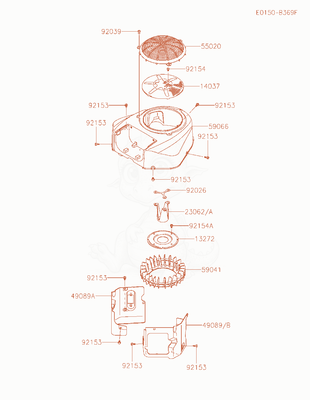 Exploded parts diagram of the Cooling-Equipment of a Kawasaki FR730V-LS00 engine, with numbered balloons