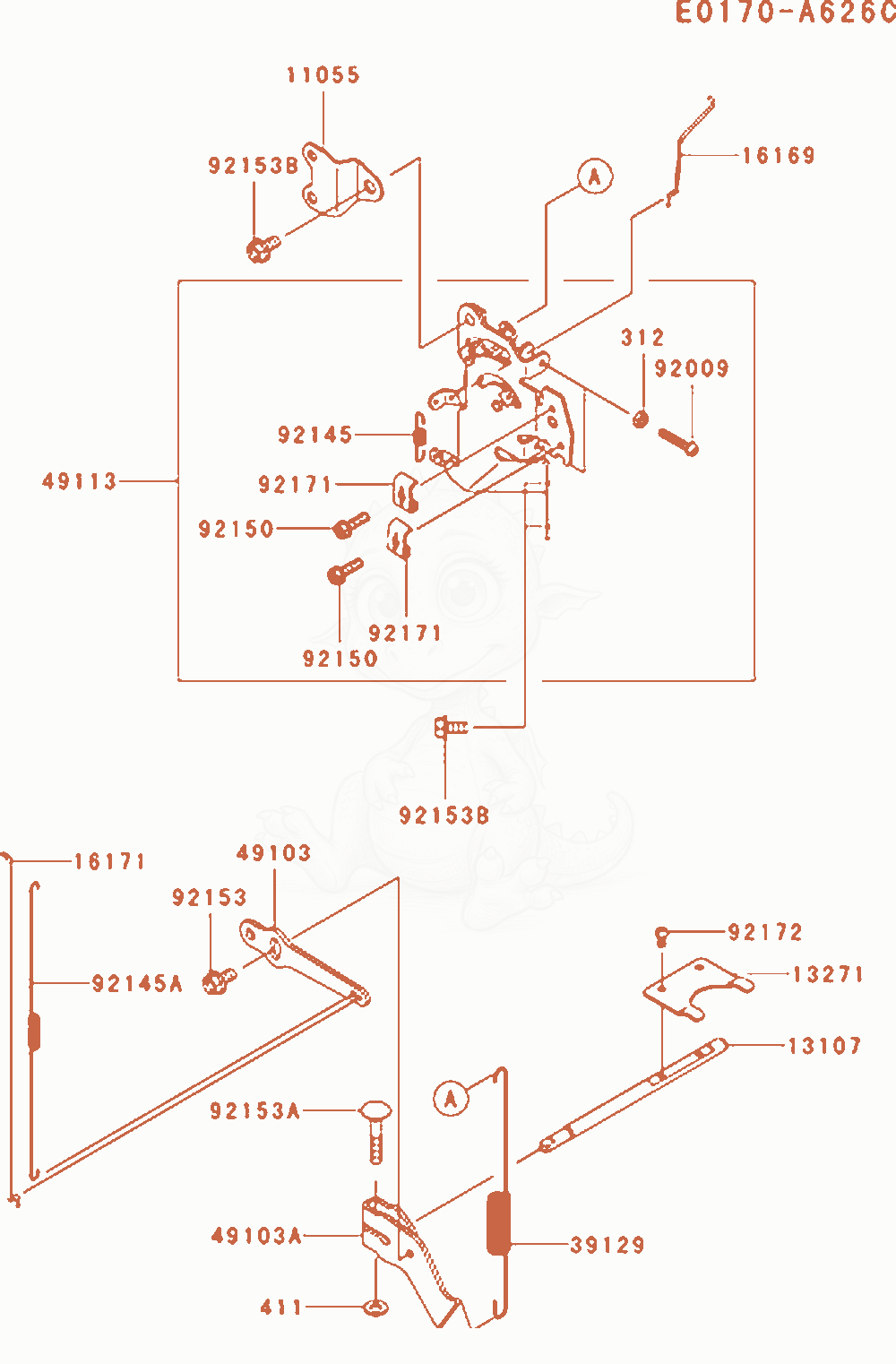 Despiece del Control-Equipment de un motor Kawasaki FX801V-AS04, con globos numerados
