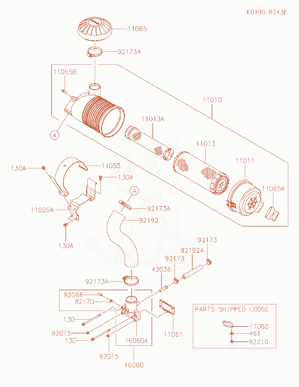 Exploded parts diagram of the Air-Filter / Muffler of a Kawasaki FX651V-AS13 engine, with numbered balloons