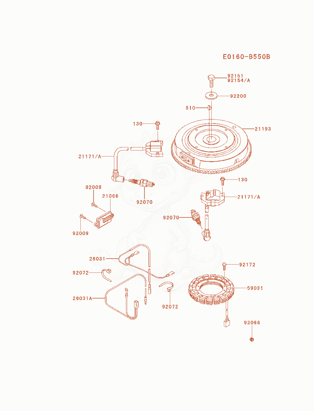 Despiece del Electric-Equipment de un motor Kawasaki FX600V-BS06, con globos numerados