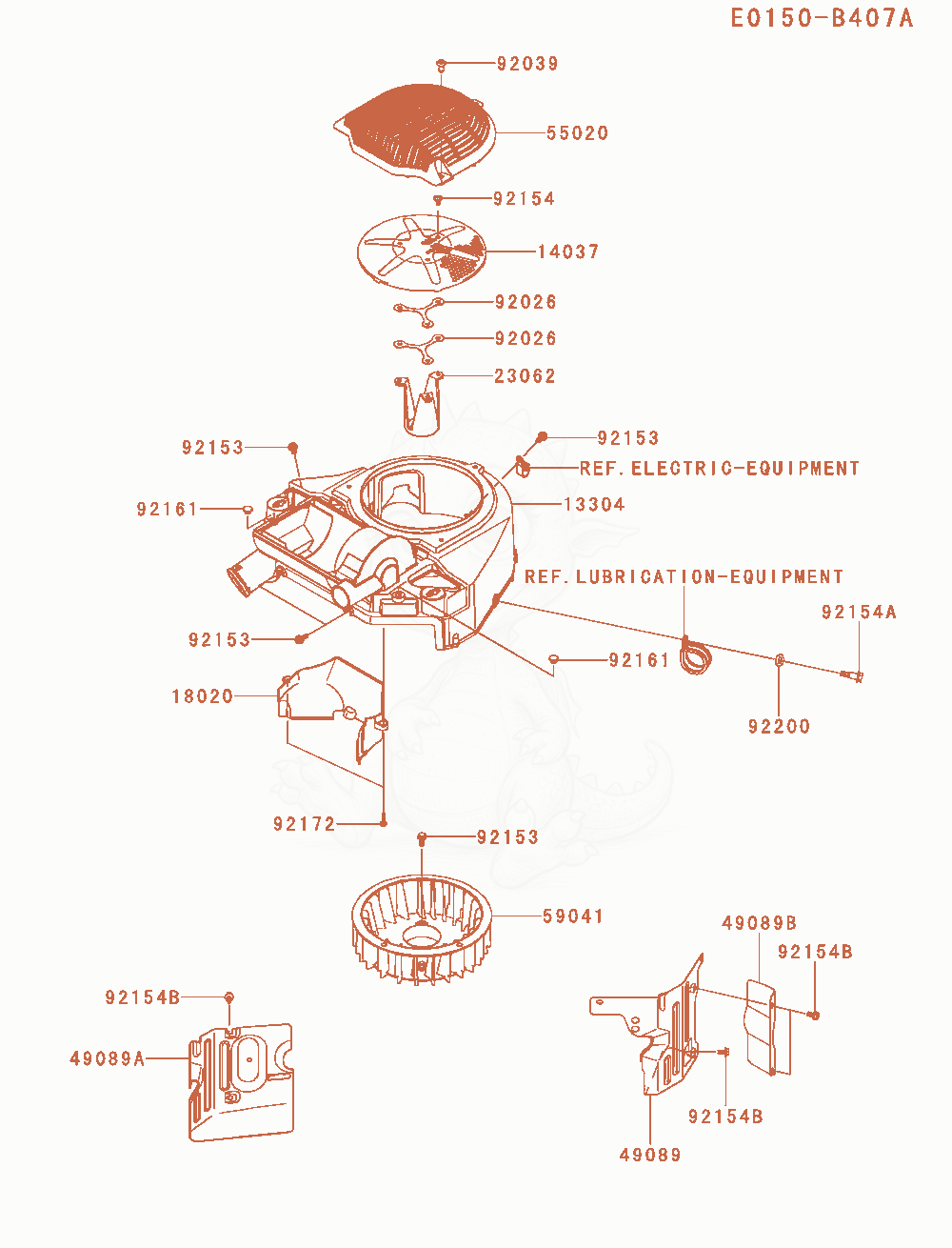 Exploded parts diagram of the Cooling-Equipment of a Kawasaki FT730V-AS45 engine, with numbered balloons