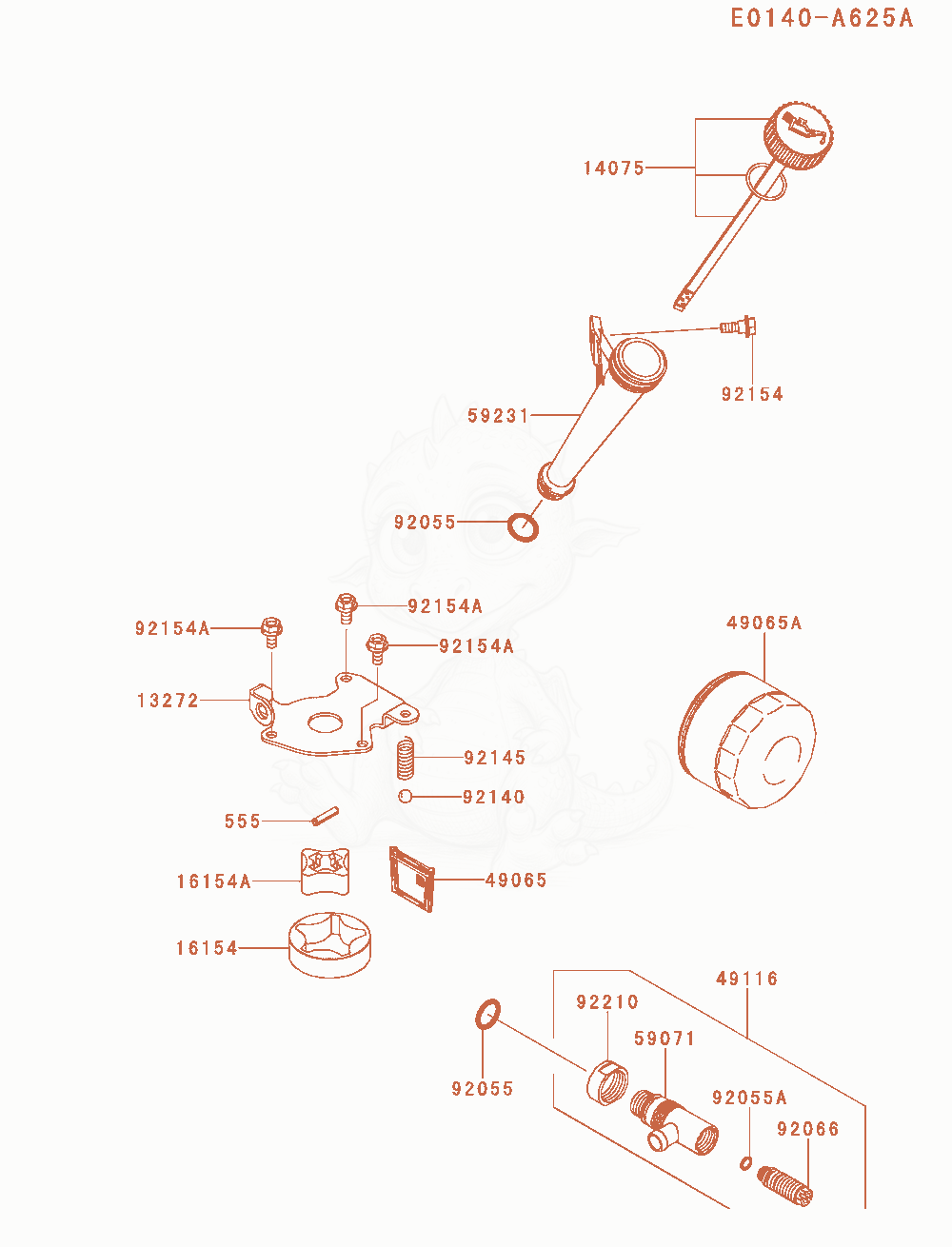 Exploded parts diagram of the Lubrication-Equipment of a Kawasaki FR691V-AS27 engine, with numbered balloons