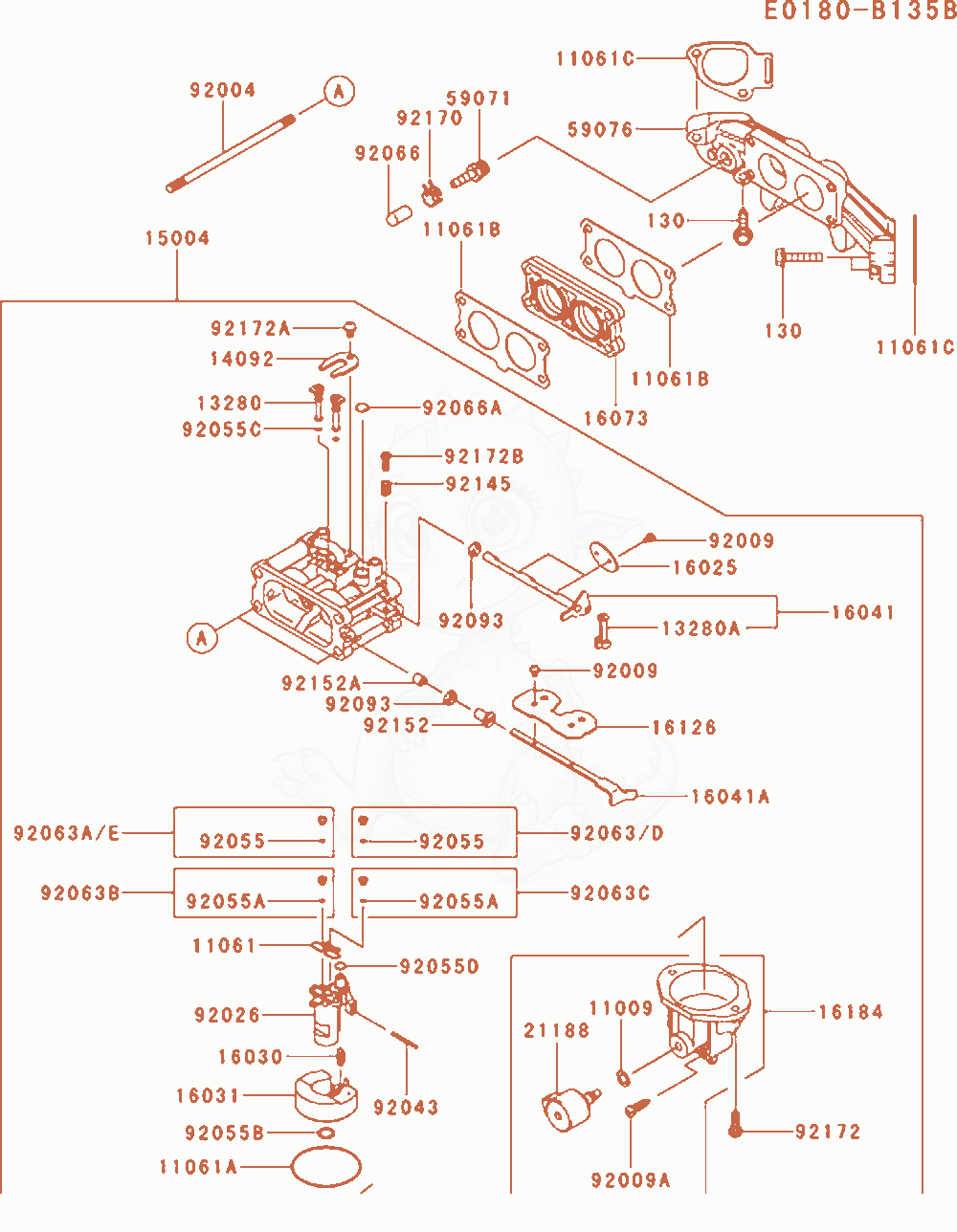 Exploded parts diagram of the Carburetor of a Kawasaki FX691V-AS25 engine, with numbered balloons