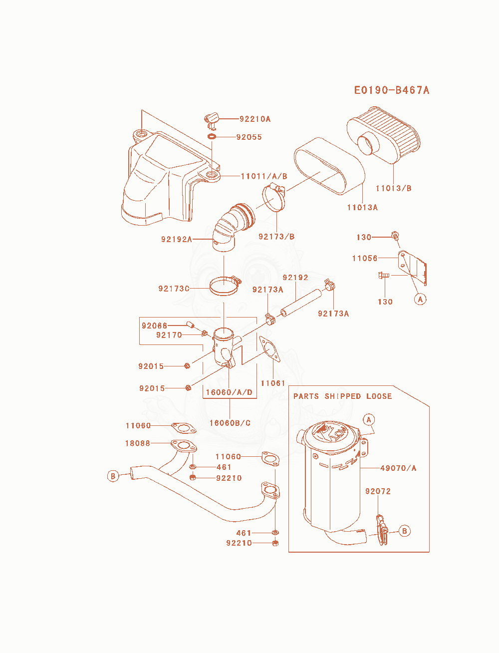 Exploded parts diagram of the Air-Filter / Muffler of a Kawasaki FS481V-AS22 engine, with numbered balloons