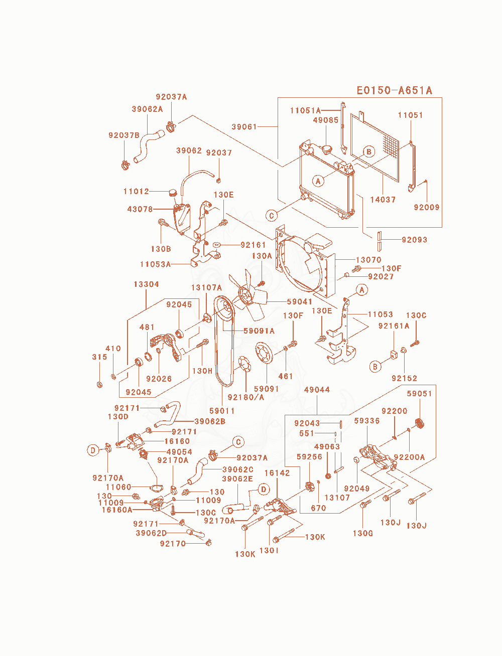 Exploded parts diagram of the Cooling-Equipment of a Kawasaki FD750D-BS01 engine, with numbered balloons