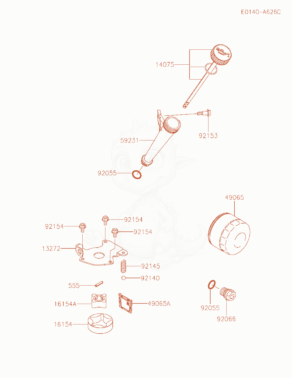 Despiece del Lubrication-Equipment de un motor Kawasaki FS730V-AS70, con globos numerados