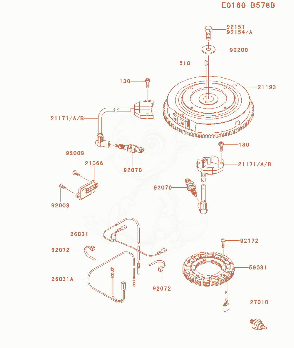 Despiece del Electric-Equipment de un motor Kawasaki FX541V-CS05, con globos numerados