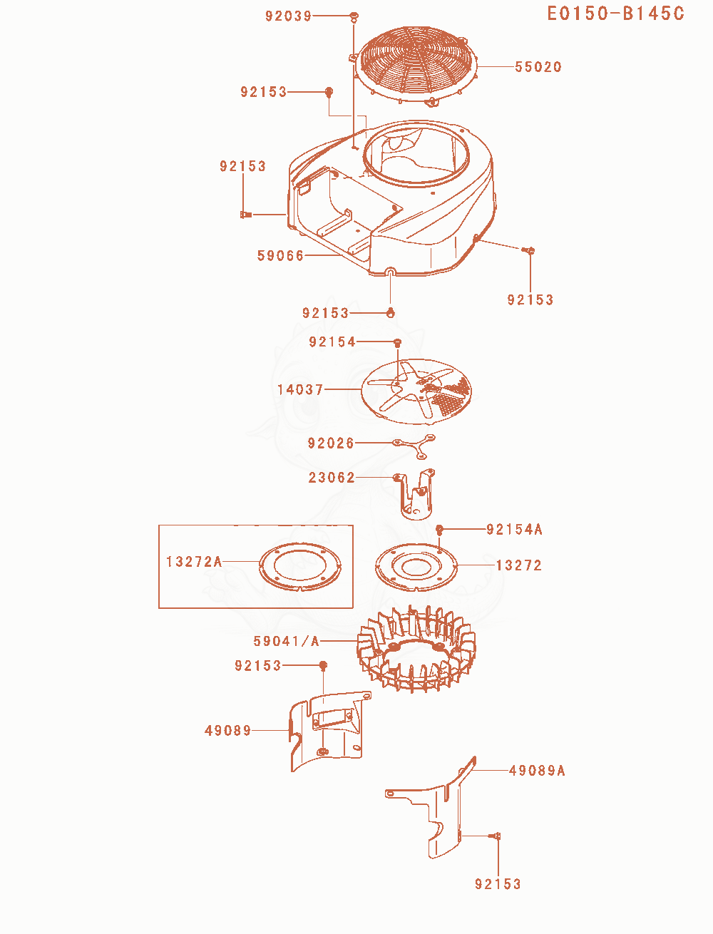Exploded parts diagram of the Cooling-Equipment of a Kawasaki FR600V-AS00 engine, with numbered balloons