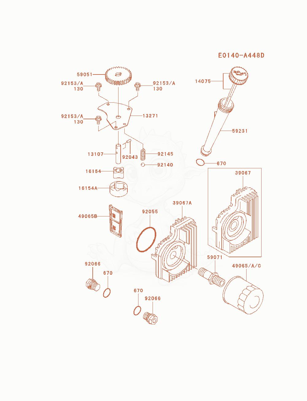 Despiece del Lubrication-Equipment de un motor Kawasaki FH721V-FS13, con globos numerados
