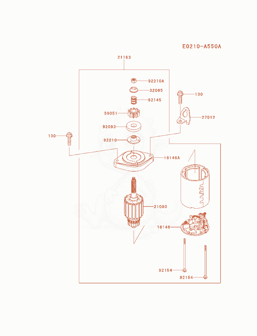 Exploded parts diagram of the Starter(As16) of a Kawasaki FS600V-AS16 engine, with numbered balloons