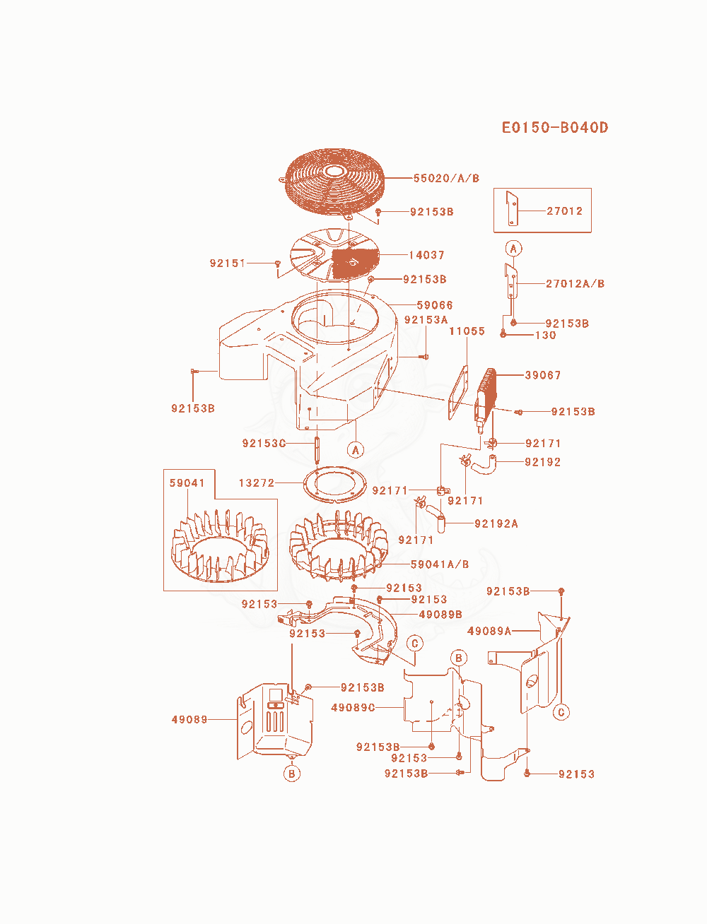 Exploded parts diagram of the Cooling-Equipment of a Kawasaki FX850V-AS00 engine, with numbered balloons