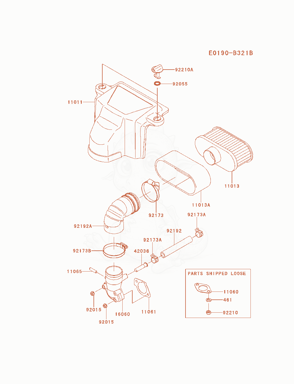 Exploded parts diagram of the Air-Filter / Muffler of a Kawasaki FS651V-AS14 engine, with numbered balloons