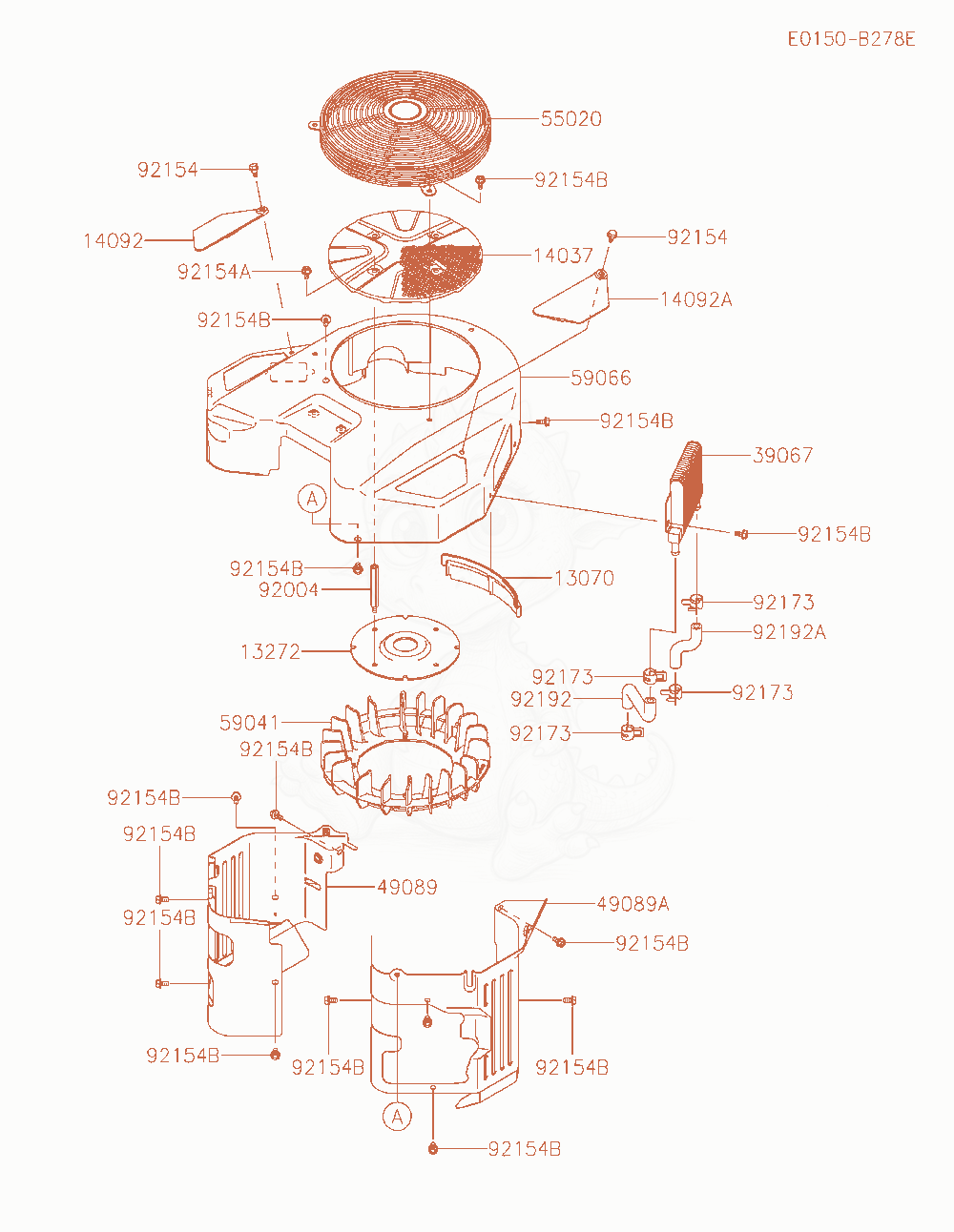 Exploded parts diagram of the Cooling-Equipment of a Kawasaki FXT00V-AS22 engine, with numbered balloons