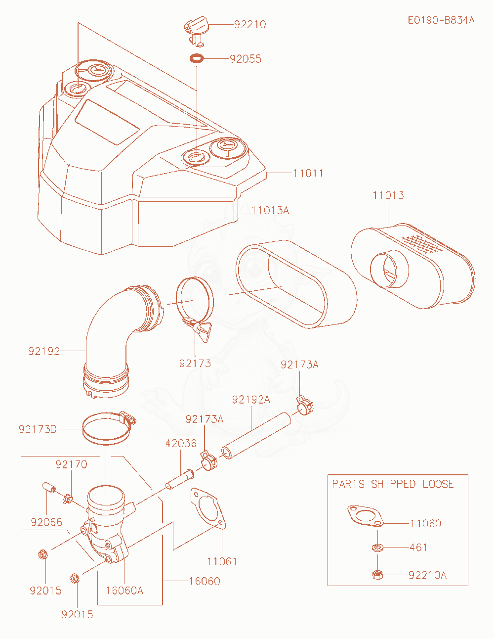 Exploded parts diagram of the Air-Filter / Muffler of a Kawasaki FS691V-AS22 engine, with numbered balloons