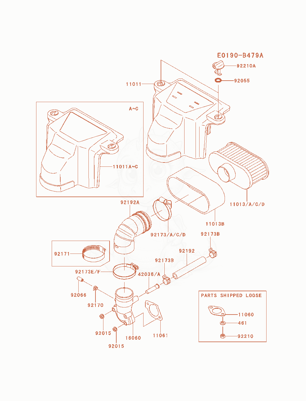 Exploded parts diagram of the Air-Filter / Muffler of a Kawasaki FS691V-AS04 engine, with numbered balloons