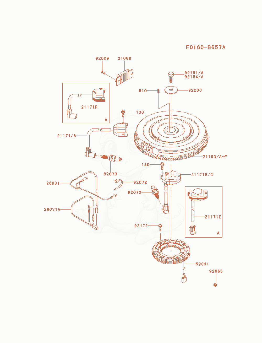 Exploded parts diagram of the Electric-Equipment of a Kawasaki FX921V-AS00 engine, with numbered balloons