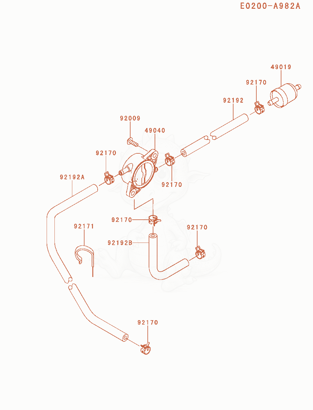 Exploded parts diagram of the Fuel-Tank / Fuel-Valve of a Kawasaki FR600V-AS52 engine, with numbered balloons