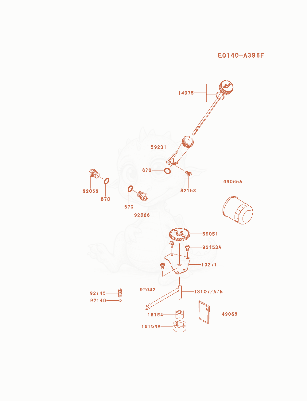 Despiece del Lubrication-Equipment de un motor Kawasaki FX921V-BS07, con globos numerados