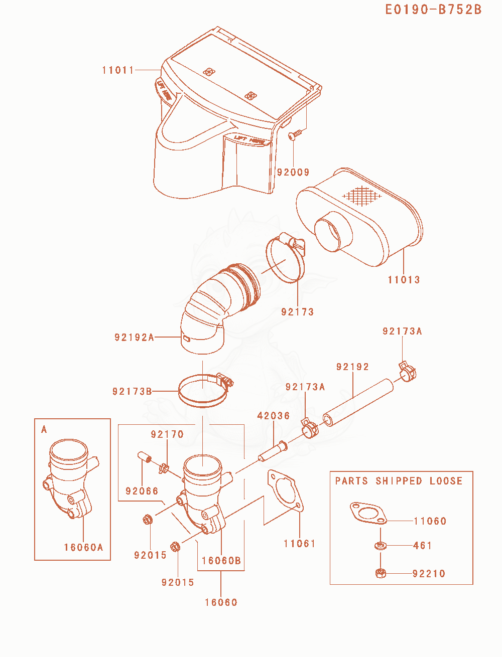 Exploded parts diagram of the Air-Filter / Muffler of a Kawasaki FR691V-AS06 engine, with numbered balloons