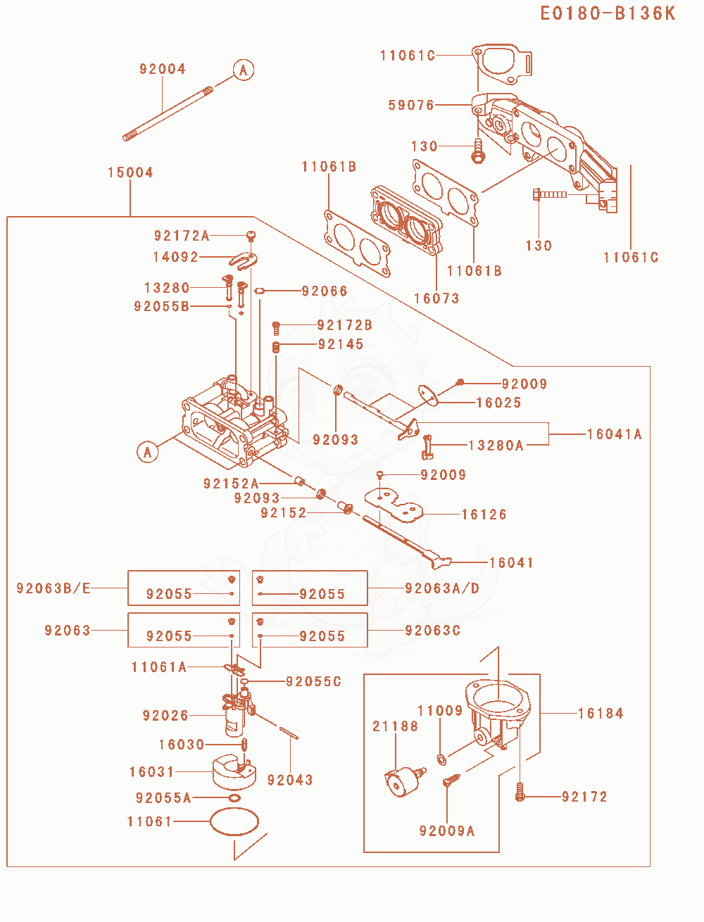 Exploded parts diagram of the Carburetor of a Kawasaki FX691V-AS29 engine, with numbered balloons