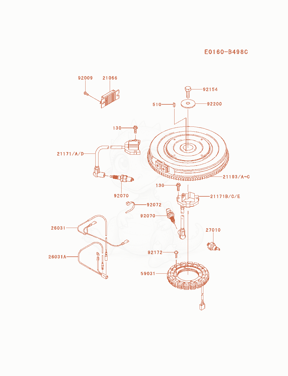 Exploded parts diagram of the Electric-Equipment of a Kawasaki FX921V-BS08 engine, with numbered balloons
