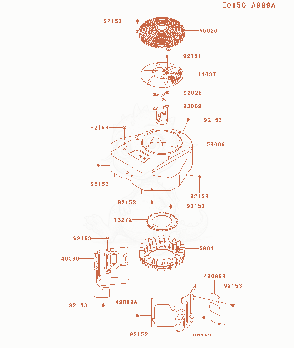 Exploded parts diagram of the Cooling-Equipment of a Kawasaki FX651V-AS04 engine, with numbered balloons