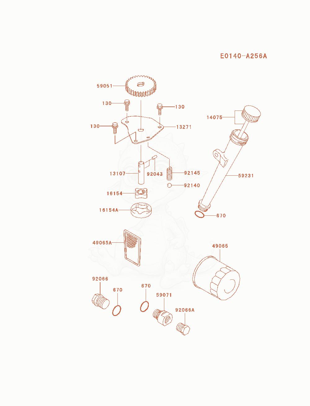 Despiece del Lubrication-Equipment de un motor Kawasaki FH580V-AS11, con globos numerados