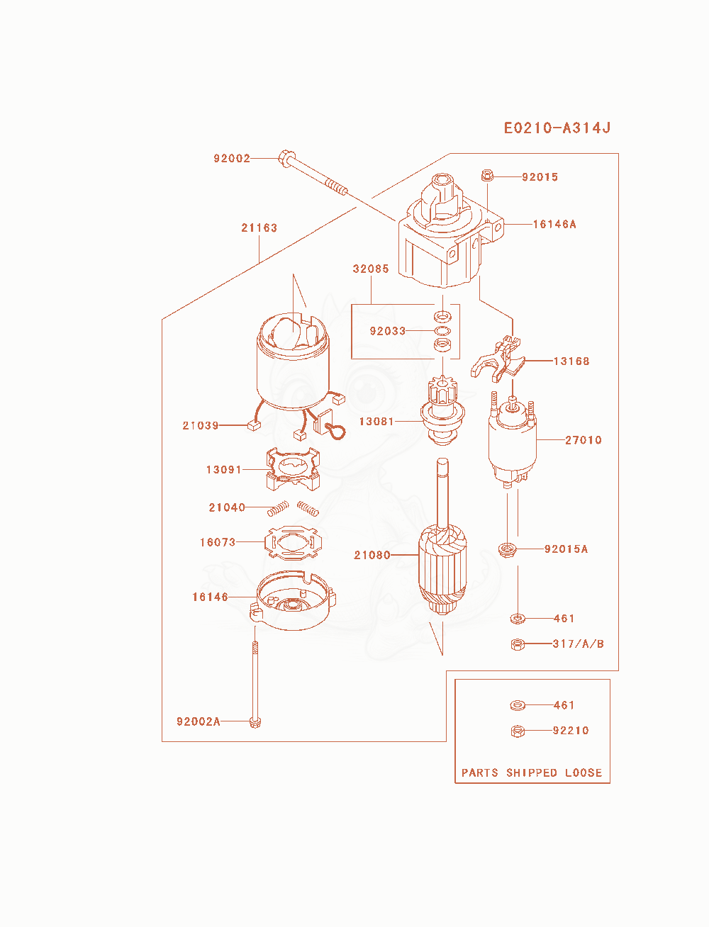 Exploded parts diagram of the Starter of a Kawasaki FH680V-ES32 engine, with numbered balloons