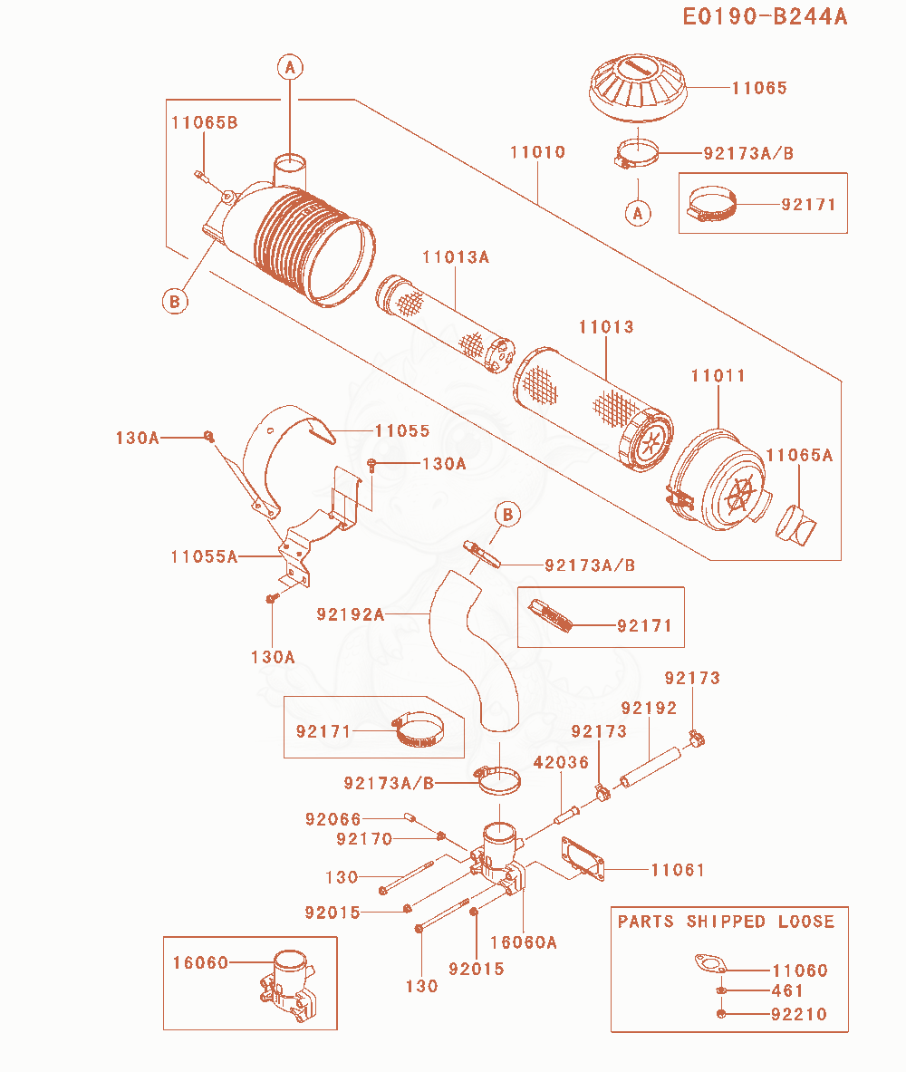 Exploded parts diagram of the Air-Filter / Muffler of a Kawasaki FX651V-BS00 engine, with numbered balloons