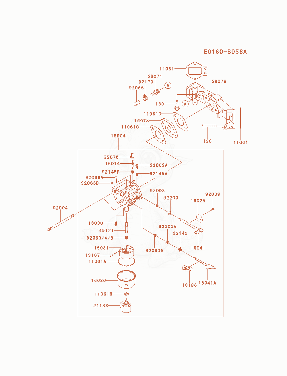 Exploded parts diagram of the Carburetor of a Kawasaki FS481V-AS29 engine, with numbered balloons